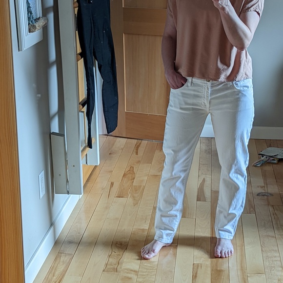 Current/Elliott The Fling Relaxed Fit White Jeans - Picture 8 of 9